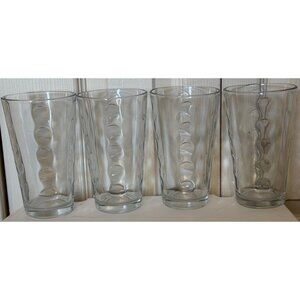 Unbranded Set of 4 Clear 16 oz. Drinking Glasses w/Raised Dots